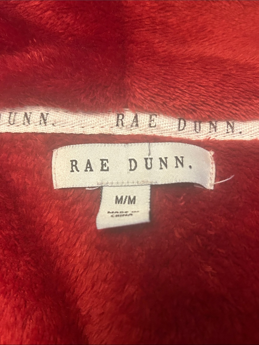 Rae Dunn MERRY Plush Red Women's Robe Coat - Picture 3 of 3